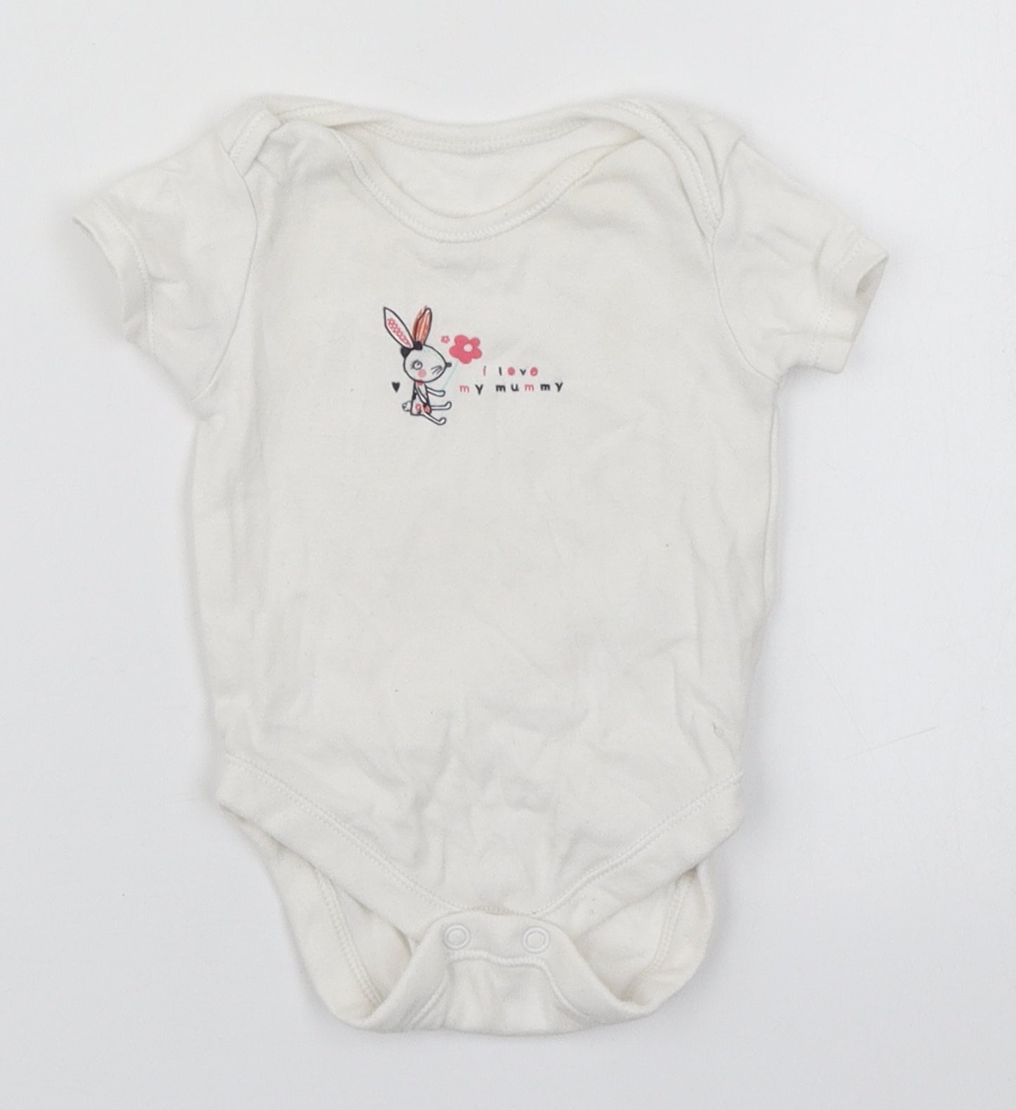 George Baby White  Cotton Leotard One-Piece Size 0-3 Months   - I love my Mummy