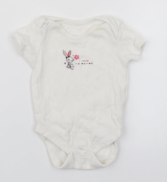 George Baby White  Cotton Leotard One-Piece Size 0-3 Months   - I love my Mummy