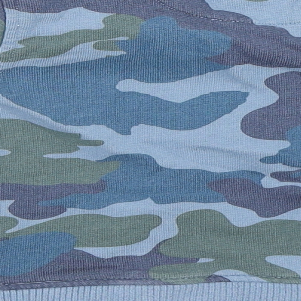 Mini Club Boys Blue Round Neck Camouflage Cotton Pullover Jumper Size 2-3 Years