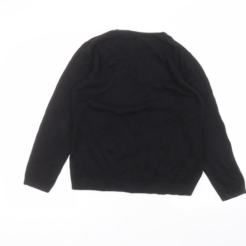Henbury Womens Black Round Neck  Cotton Pullover Jumper Size 14