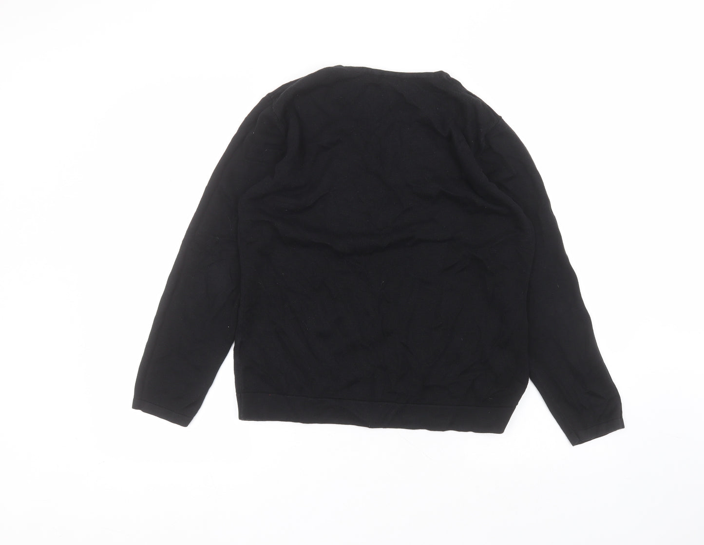 Henbury Womens Black Round Neck  Cotton Pullover Jumper Size 14