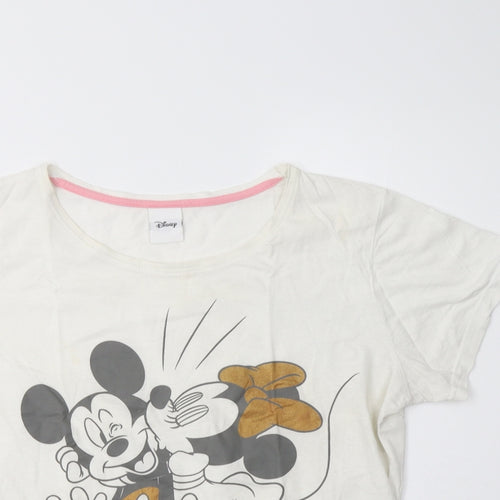 Disney Womens White  Cotton Top Pyjama Top Size M   - Mickey And Friends