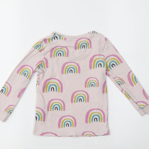 M&S Girls Pink Geometric Cotton Top Pyjama Top Size 2-3 Years   - Rainbow