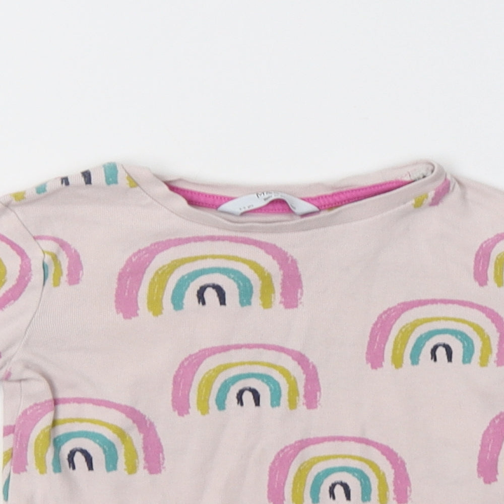 M&S Girls Pink Geometric Cotton Top Pyjama Top Size 2-3 Years   - Rainbow