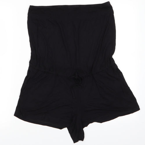 Resort Womens Black  Viscose Playsuit One-Piece Size 12   - Shorts Playsuit Drawstring waist