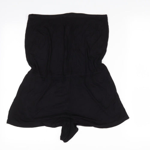 Resort Womens Black  Viscose Playsuit One-Piece Size 12   - Shorts Playsuit Drawstring waist