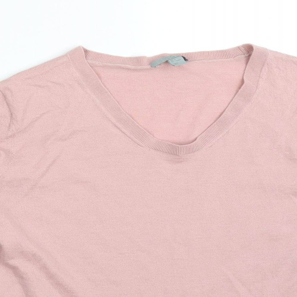 COS Womens Pink  Wool Basic T-Shirt Size S Round Neck