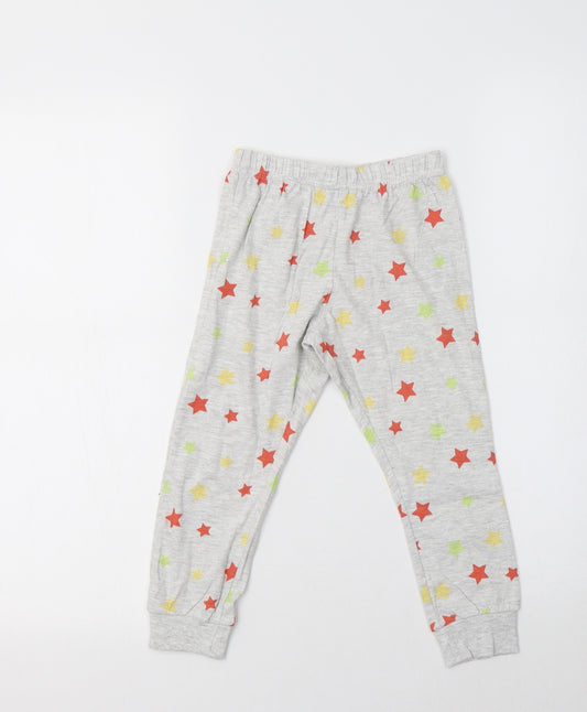 F&F Girls Grey Geometric Cotton  Pyjama Pants Size 3-4 Years   - Star Print