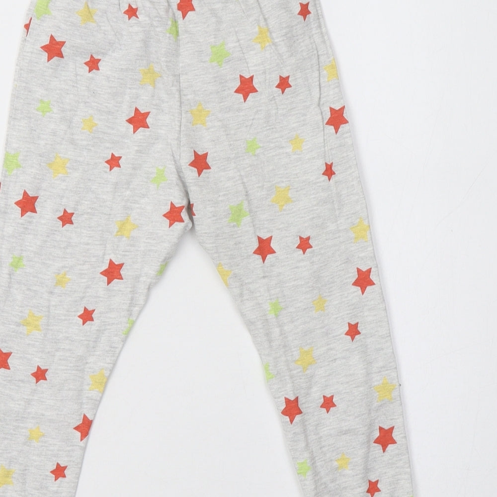 F&F Girls Grey Geometric Cotton  Pyjama Pants Size 3-4 Years   - Star Print