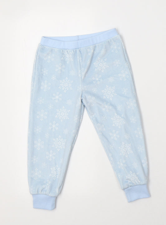 F&F Girls Blue  Polyester  Pyjama Pants Size 2-3 Years   - Snowflake Print