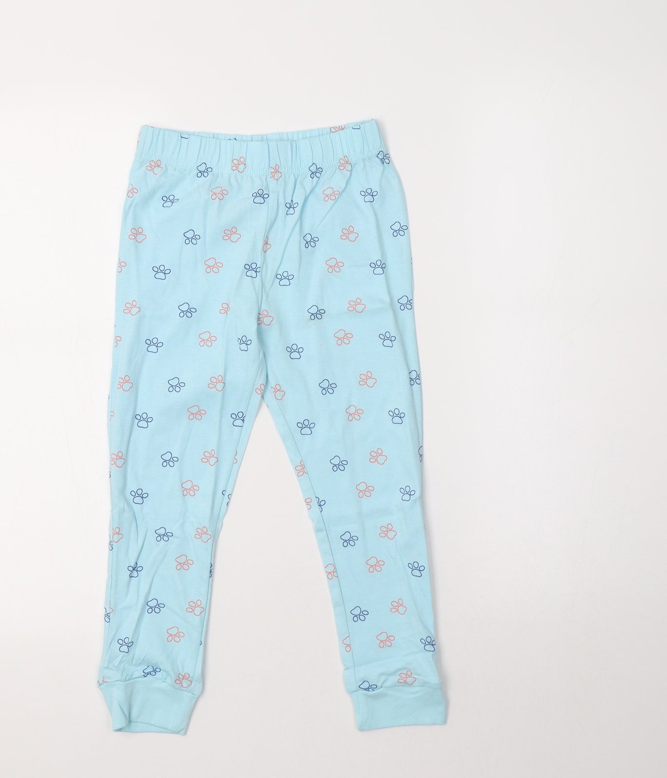 F&F Girls Blue  Cotton  Pyjama Pants Size 5-6 Years   - Paw Print
