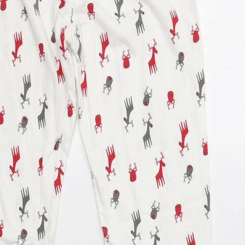 F&F Girls White Geometric Cotton  Pyjama Pants Size 11-12 Years   - Rudolph Print