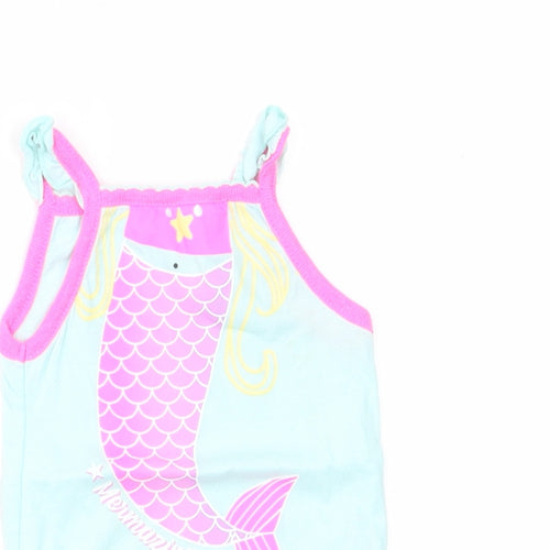 PEP & CO Girls Blue Animal Print Cotton Romper One-Piece Size 0-3 Months   - Pink Mermaid Tail