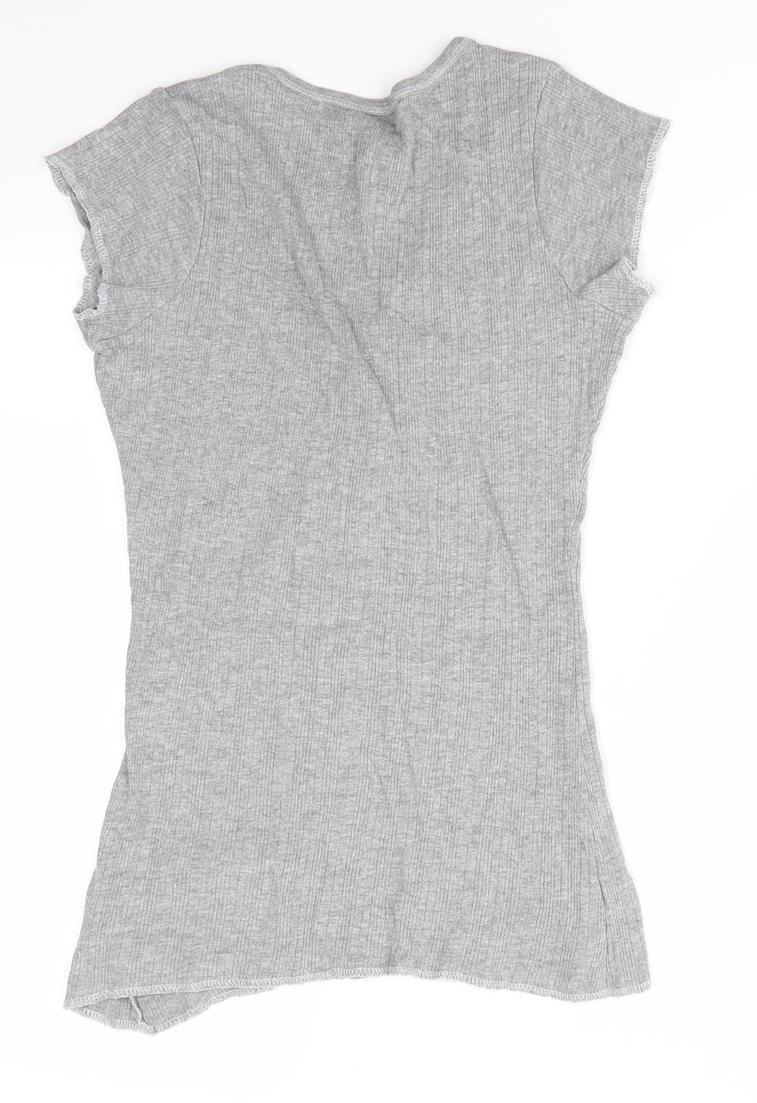 New Look Womens Grey Solid Cotton  Pyjama Top Size 12