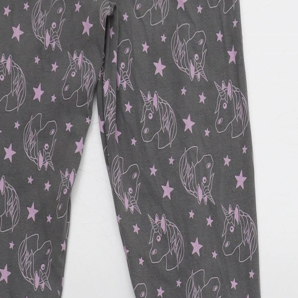 George Girls Grey Geometric Cotton Jegging Trousers Size 11-12 Years  Regular  - Unicorn Print