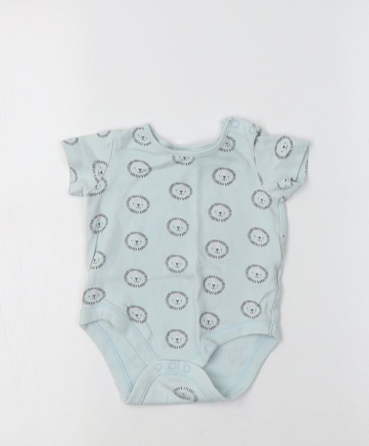 F&F Baby Blue Geometric Cotton Romper One-Piece Size 6-9 Months