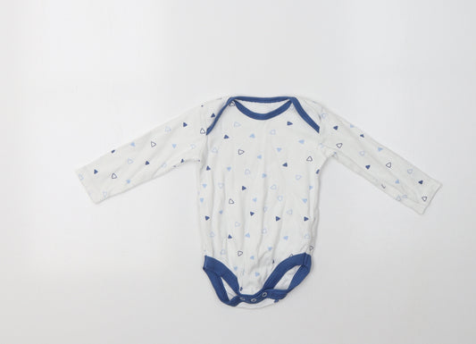 TU Baby White Geometric Cotton Romper One-Piece Size 6-9 Months