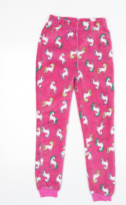 Studio Retail Ltd Girls Pink Animal Print Polyester  Pyjama Pants Size 10-11 Years   - Unicorns