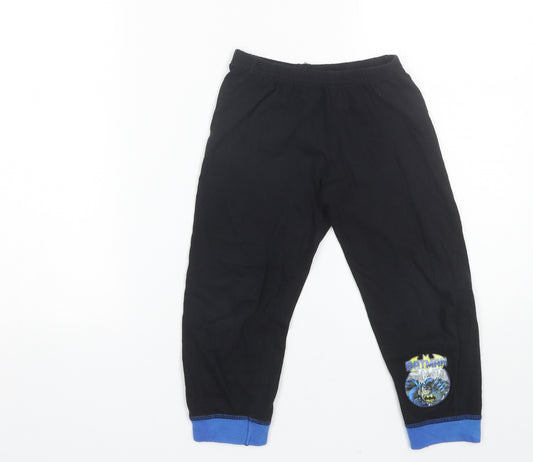 Preworn Boys Black Solid Cotton  Pyjama Pants Size 5-6 Years   - Batman