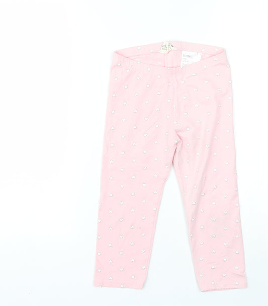 H&M Girls Pink Polka Dot Cotton Jogger Trousers Size 10 Years  Regular