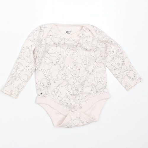 Disney Girls Pink Animal Print Cotton Babygrow One-Piece Size 6-9 Months   - BAMBI