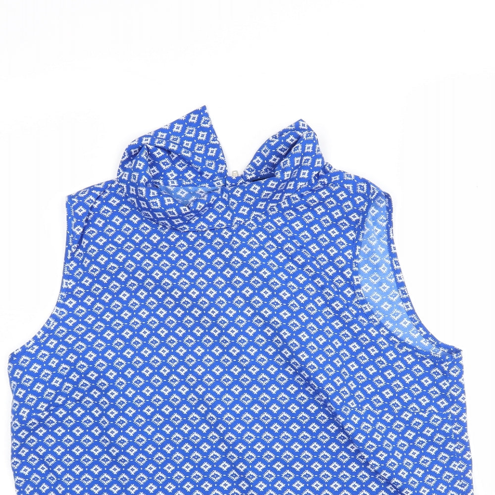 Kushi Womens Multicoloured Geometric Polyester Basic Blouse Size 16 Collared