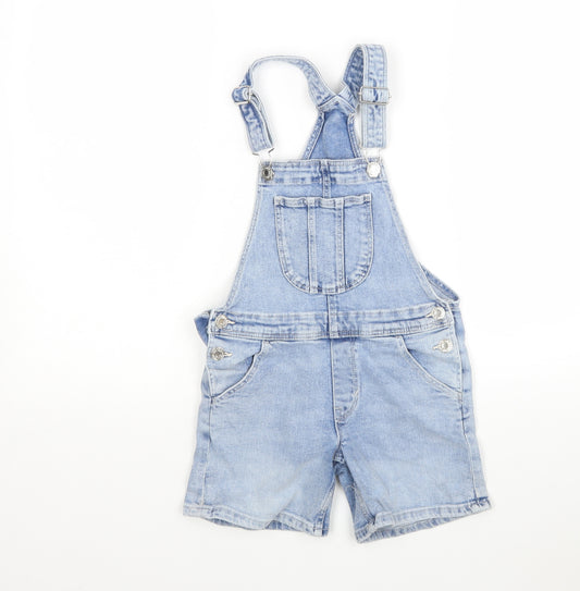 H&M Girls Blue  Cotton Dungaree One-Piece Size 8 Years