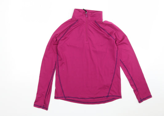 Amazon  Womens Pink  Polyester Basic T-Shirt Size 8 Mock Neck