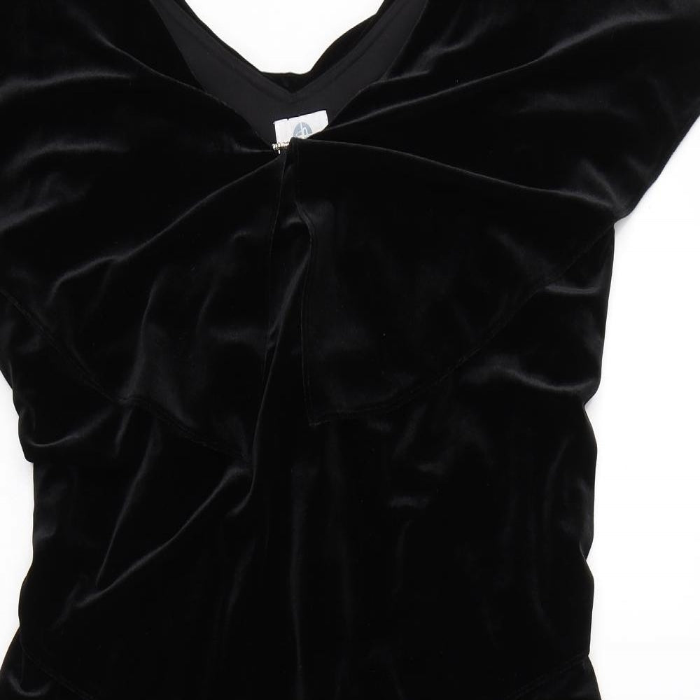 Patra Womens Black  Polyester Shift  Size 14  V-Neck