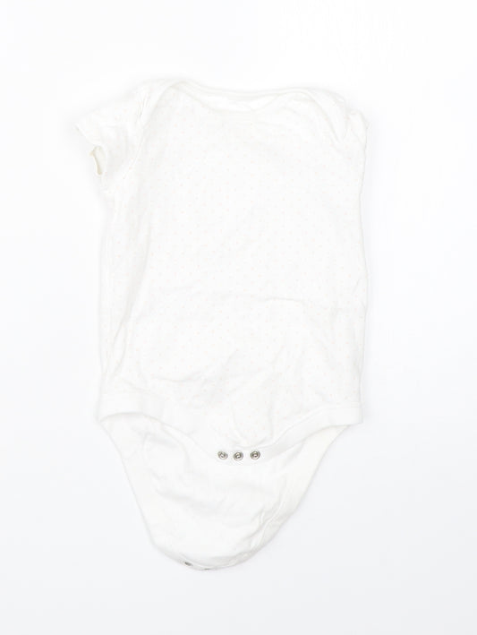F&F Girls White Polka Dot Cotton Babygrow One-Piece Size 18-24 Months