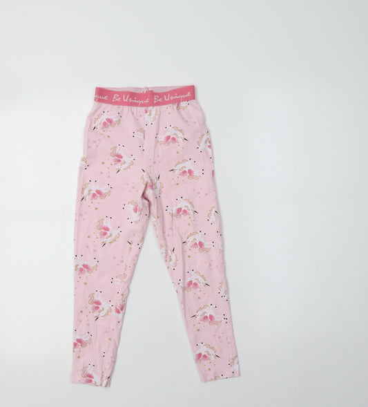 Matalan Girls Pink Geometric Cotton  Pyjama Pants Size 8 Years   - Unicorn Print