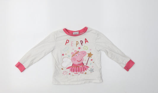 TU Girls White  Cotton Top Pyjama Top Size 2-3 Years   - Peppa Pig