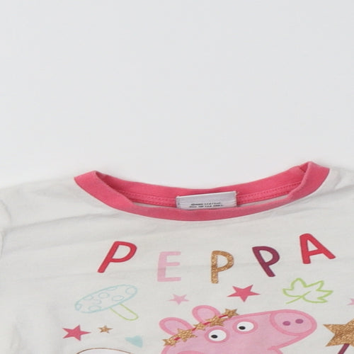 TU Girls White  Cotton Top Pyjama Top Size 2-3 Years   - Peppa Pig