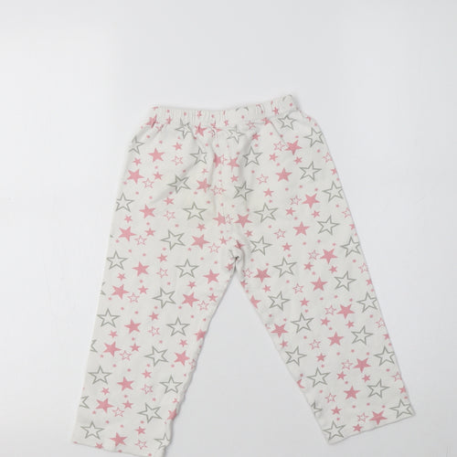 Pteworn Girls White Geometric Cotton  Pyjama Pants Size 3-4 Years   - Star Print