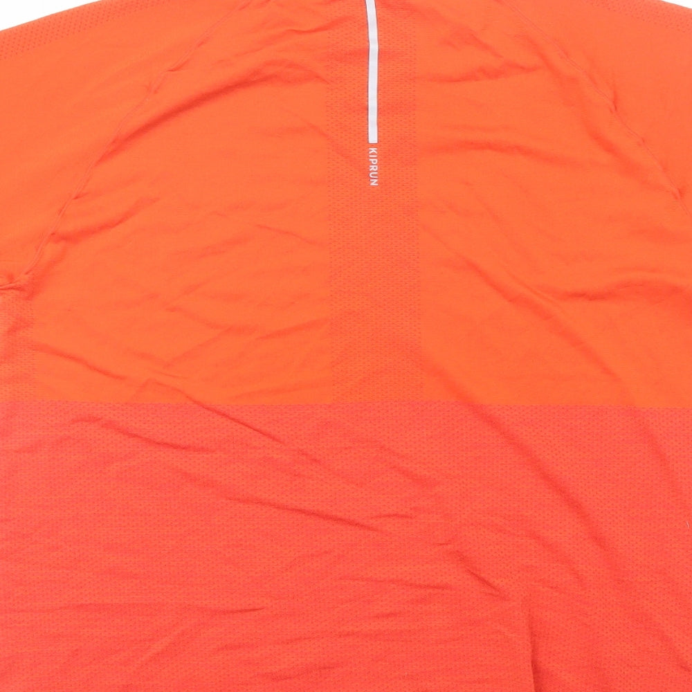 DECATHLON Womens Orange  Polyester Basic T-Shirt Size M Round Neck