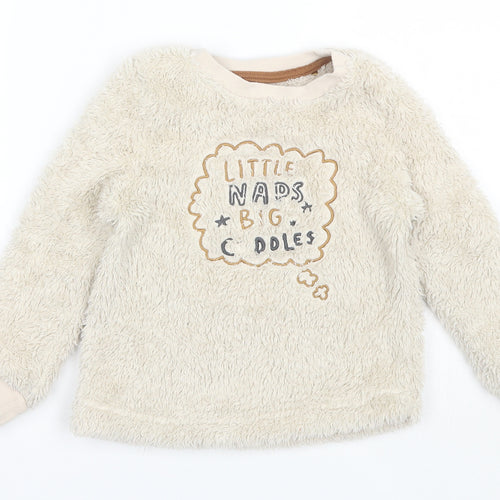 George Boys Beige Round Neck  Polyester Pullover Jumper Size 3-4 Years