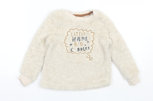 George Boys Beige Round Neck  Polyester Pullover Jumper Size 3-4 Years