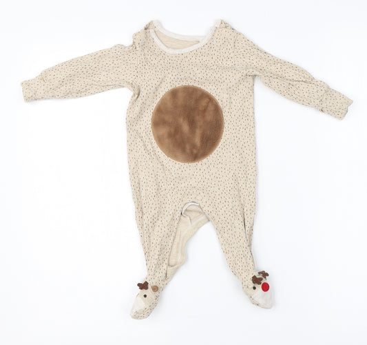 TU Baby Brown  Cotton Babygrow One-Piece Size 3-6 Months   - christmas