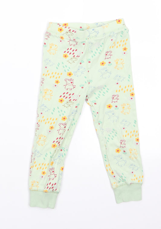 NEXT Girls Green Animal Print Cotton  Pyjama Pants Size 3-4 Years   - Peppa Pig