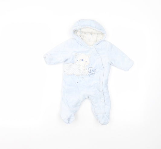 Mothercare Baby Blue  Polyester Coverall One-Piece Size 0-3 Months