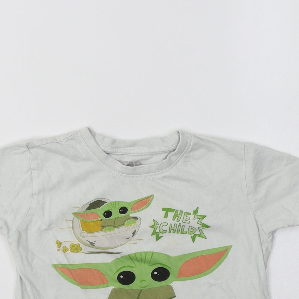 Primark Boys Grey  Cotton Basic T-Shirt Size 4-5 Years Crew Neck  - Star Wars