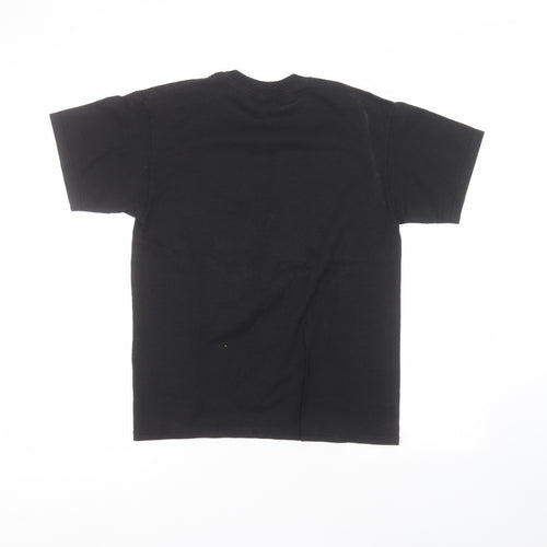 Hanes Womens Black  Cotton Basic T-Shirt Size S Round Neck