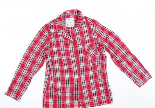 Boux Avenue Womens Red Plaid 100% Cotton Top Pyjama Top Size 12  Button
