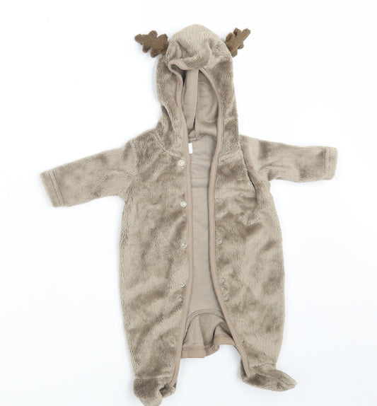 F&F Baby Brown Spotted 100% Polyester Babygrow One-Piece Size 0-3 Months  Button