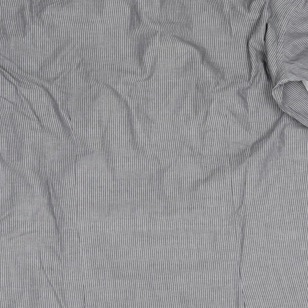 Cedar Wood State Mens Grey Striped Cotton  Dress Shirt Size 14.5 Collared  - Vertical Stripe