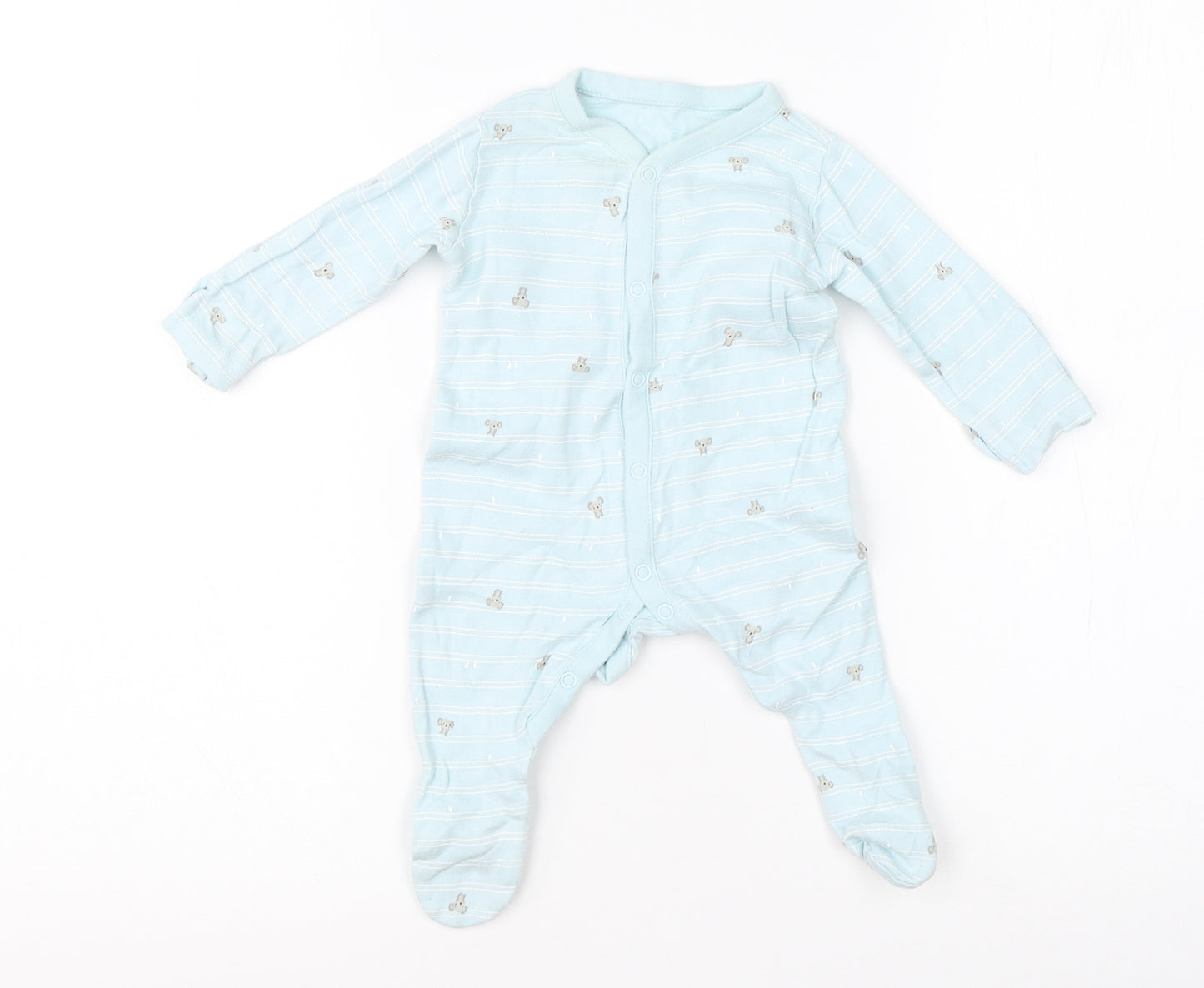 Mothercare Boys Blue  Cotton Babygrow One-Piece Size Newborn