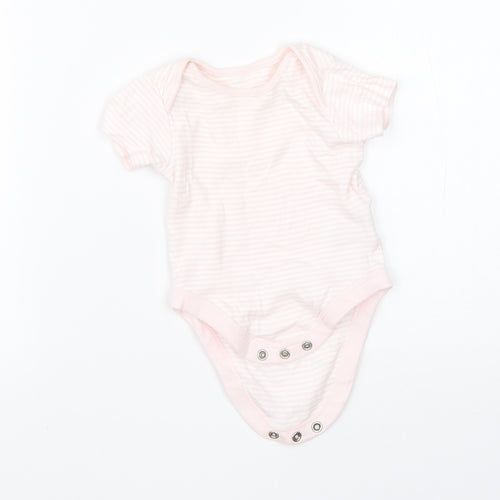 Mothercare Girls Pink Striped Cotton Babygrow One-Piece Size 0-3 Months