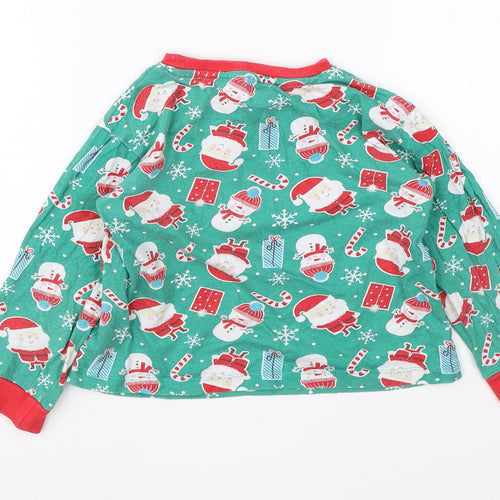 Preworn Boys Green  Cotton  Pyjama Top Size 4-5 Years   - christmas