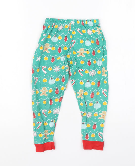 Kids Boys Green  Cotton  Pyjama Pants Size 4 Years   - christmas