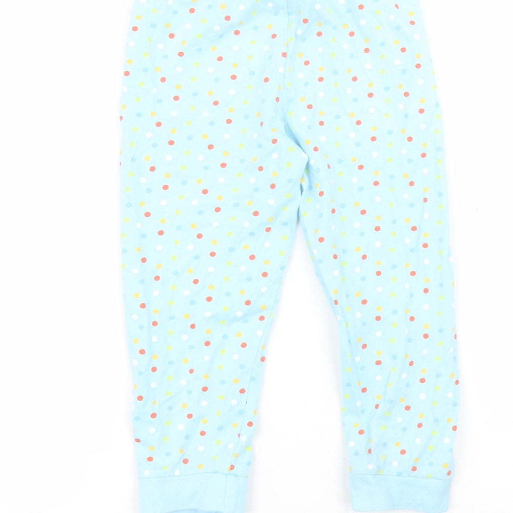 easter Girls Blue Polka Dot Cotton Sweatpants Trousers Size 3-4 Years  Regular